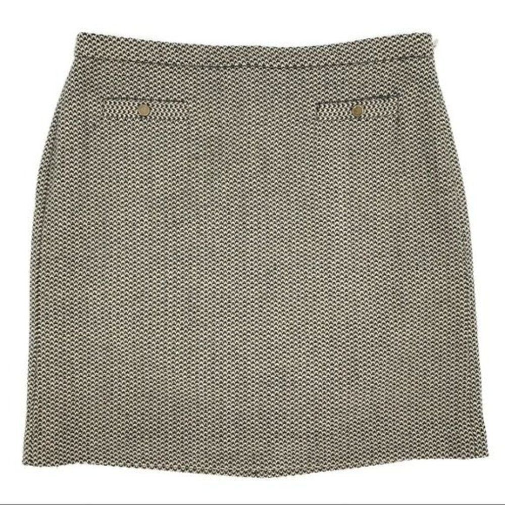 Loft Factory‎ Tan Black Tweed Career Academia A-Line Skirt Women Size 8 Petite